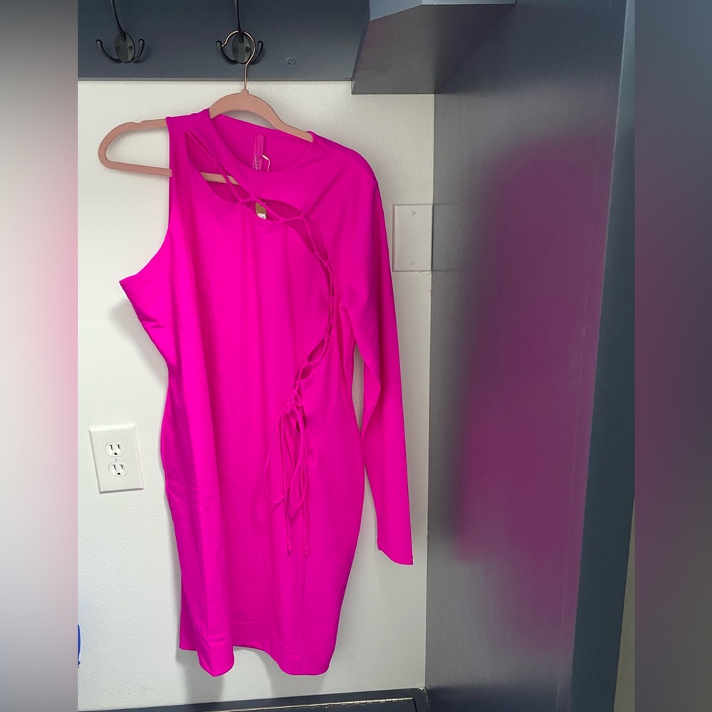 Skims lace up fuscia mini dress